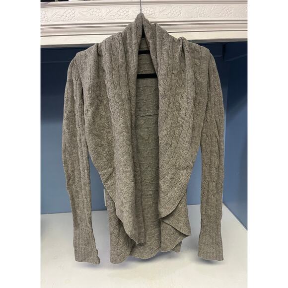 Ralph Lauren Wool Cashmere Grey Cable Knit Open Cardigan Women’s Small - Picture 1 of 6